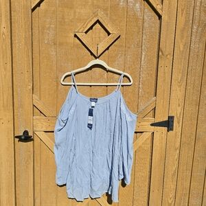 Women's Light Blue Cold Shoulder Blouse